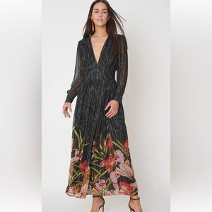 Anthropology Bl^nk dress black with flower’s